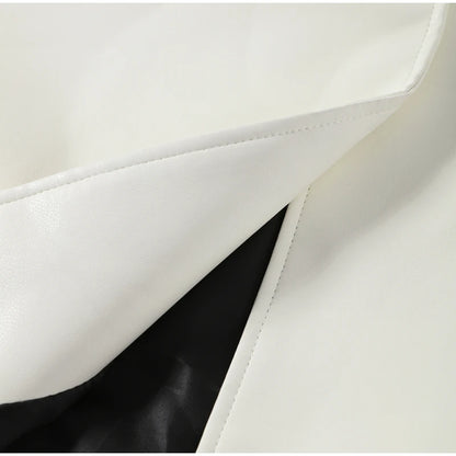 Relaxed faux-leather zip-up jacket product photo 8