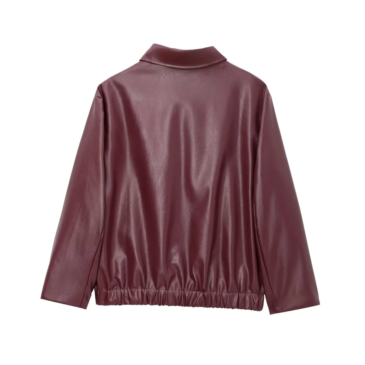 Wine red jacket material and finish detail