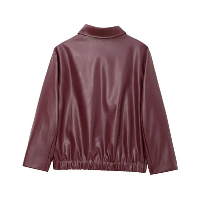 Wine red jacket material and finish detail