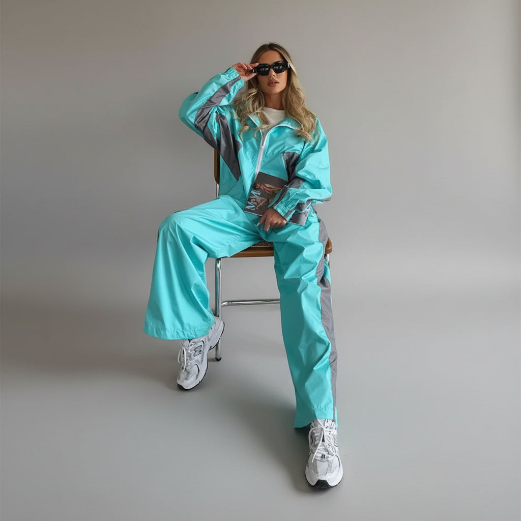 women's two piece set, women's matching set, color block two piece set, women's tracksuit, women's zip up jacket set, women's pants set, women's streetwear set, color block tracksuit women, women's casual two piece outfit, women's sporty set, women's matching pants outfit, women's jacket and pants set, zip up tracksuit women, straight leg pants set women, high waisted pants set, women's athleisure set, women's travel outfit set, airport outfit women, casual matching set women, streetwear outfit women, color