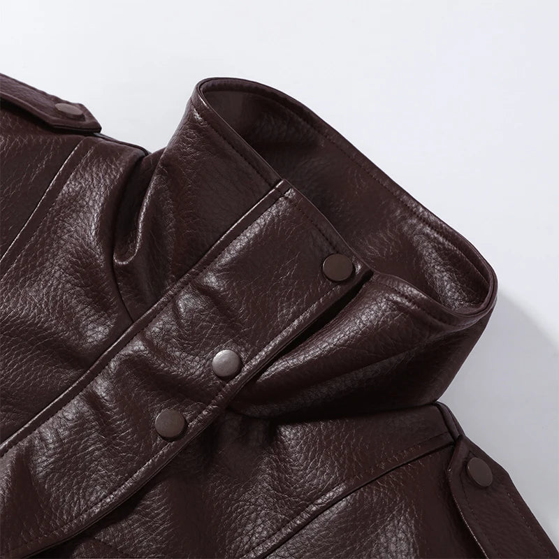 Black stand-collar cropped jacket with a zip front