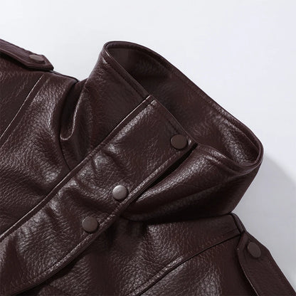 Black stand-collar cropped jacket with a zip front