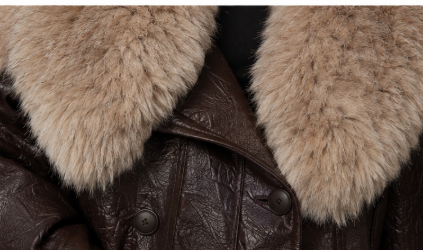 Fur-collar faux leather jacket additional styling view