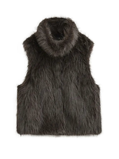 Faux fur turtleneck vest product detail