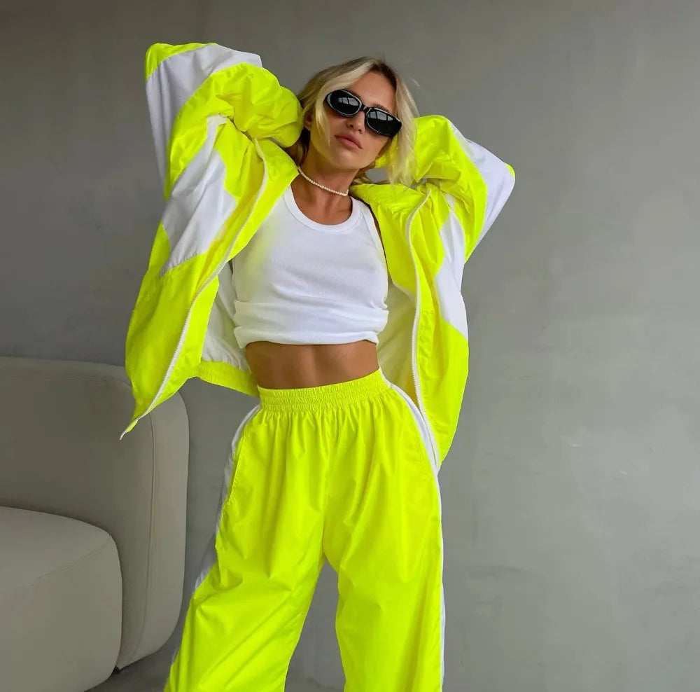 women's two piece set, women's matching set, color block two piece set, women's tracksuit, women's zip up jacket set, women's pants set, women's streetwear set, color block tracksuit women, women's casual two piece outfit, women's sporty set, women's matching pants outfit, women's jacket and pants set, zip up tracksuit women, straight leg pants set women, high waisted pants set, women's athleisure set, women's travel outfit set, airport outfit women, casual matching set women, streetwear outfit women, color