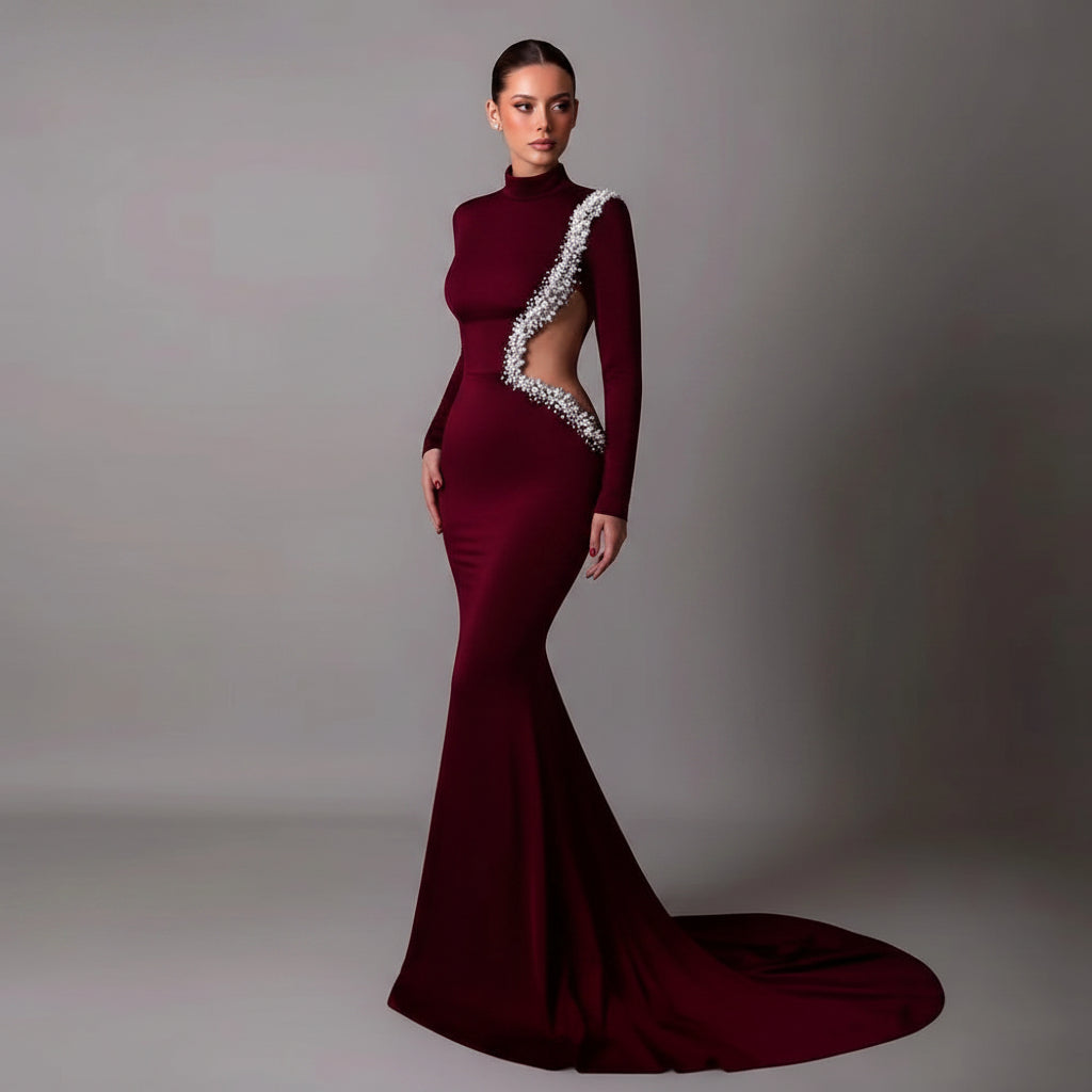 Beaded Mermaid Evening Gown