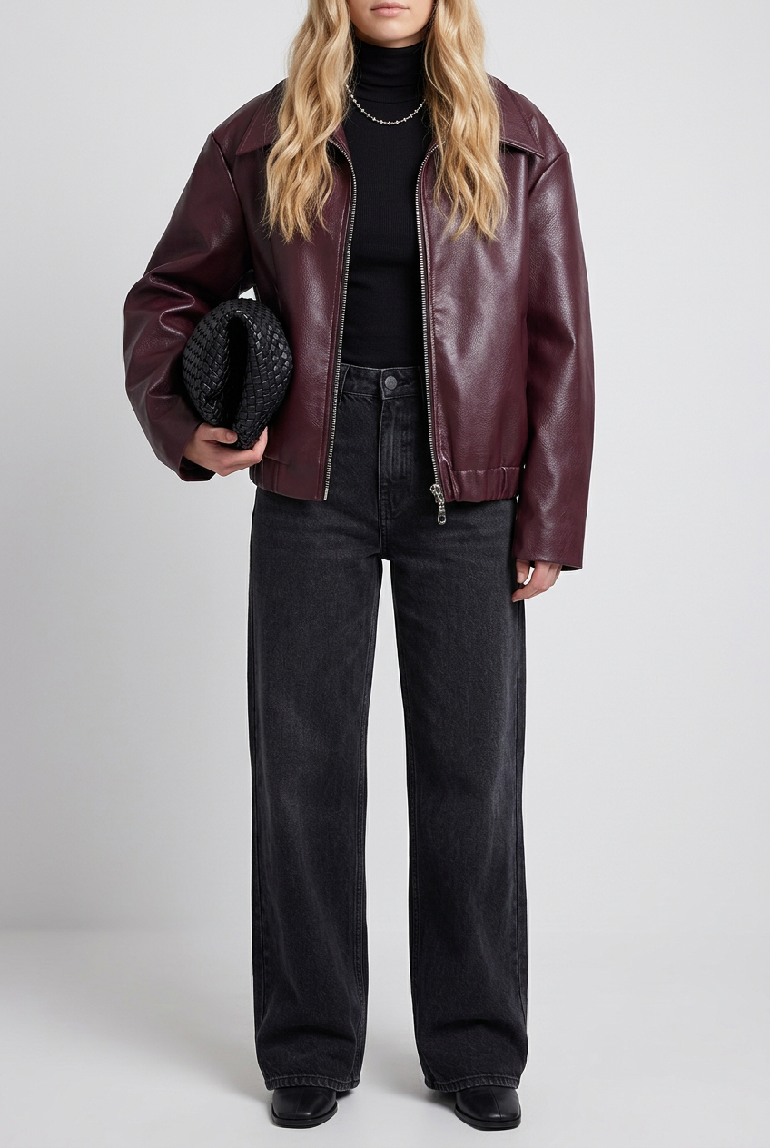 Wine red jacket design detail