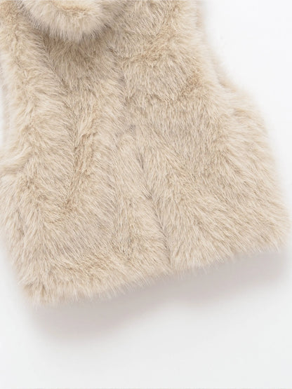 Dark brown faux fur vest for fall layering