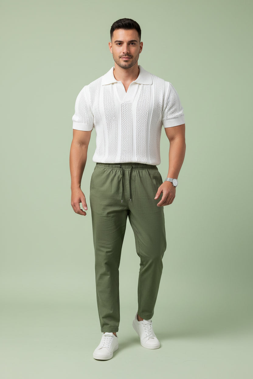 Breathable men's knitted mesh Polo shirt.