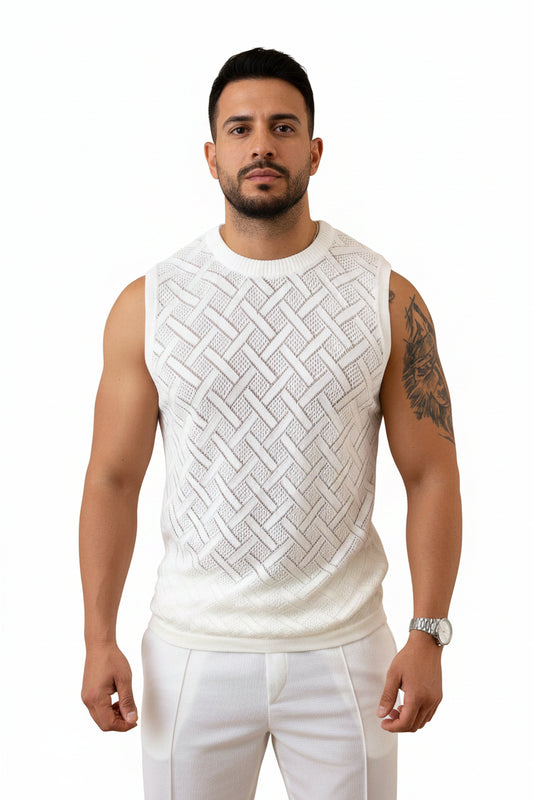 men's mesh tank top, mesh knit tank top, breathable tank top men, summer tank top men, lightweight tank top, men's gym tank top, hollow out tank top, men's sleeveless shirt, men's summer clothing, men's beach outfit, men's vacation wear, breathable knit vest, men's casual tank top, men's resort wear, athletic fit tank top