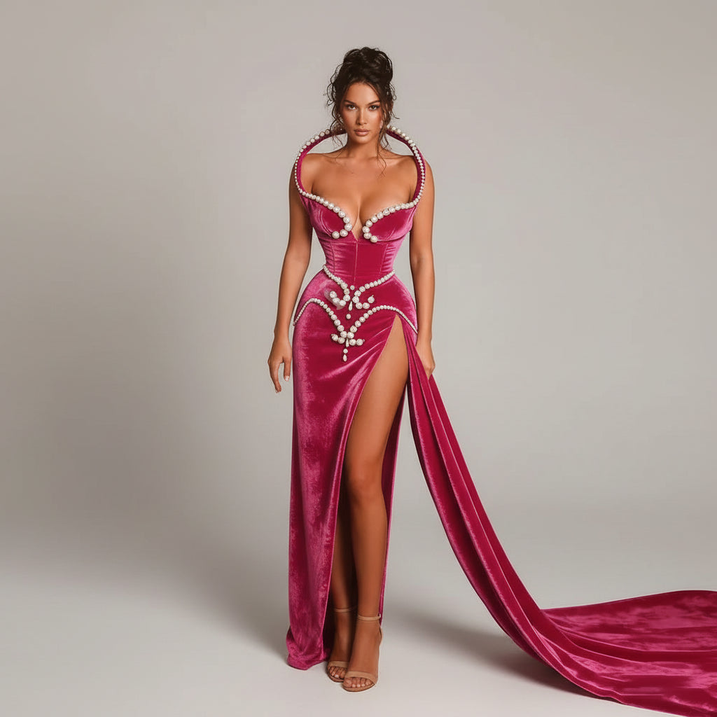 beaded velvet evening gown, velvet mermaid dress, mermaid formal gown, luxury evening dress, beaded prom dress, elegant prom gown, velvet prom dress, formal evening gown for women, plus size formal gown, plus size prom dress, beaded mermaid gown, trumpet evening dress, floor length formal dress, chapel train evening gown, luxury prom dress, black tie gown, formal wedding guest dress, gala evening gown, elegant mermaid dress, customized evening gown