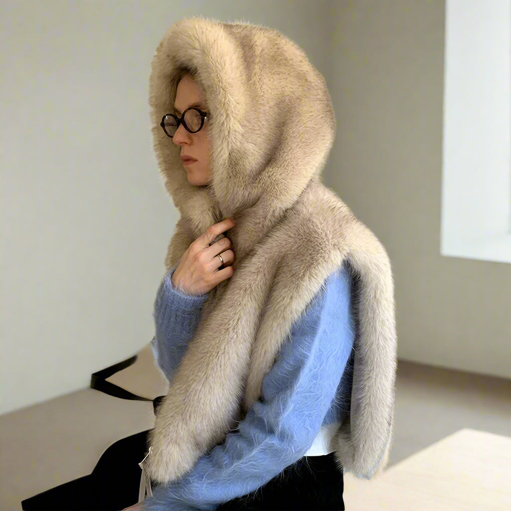 Faux Fur sleeveless fur hoodie vest fall coat