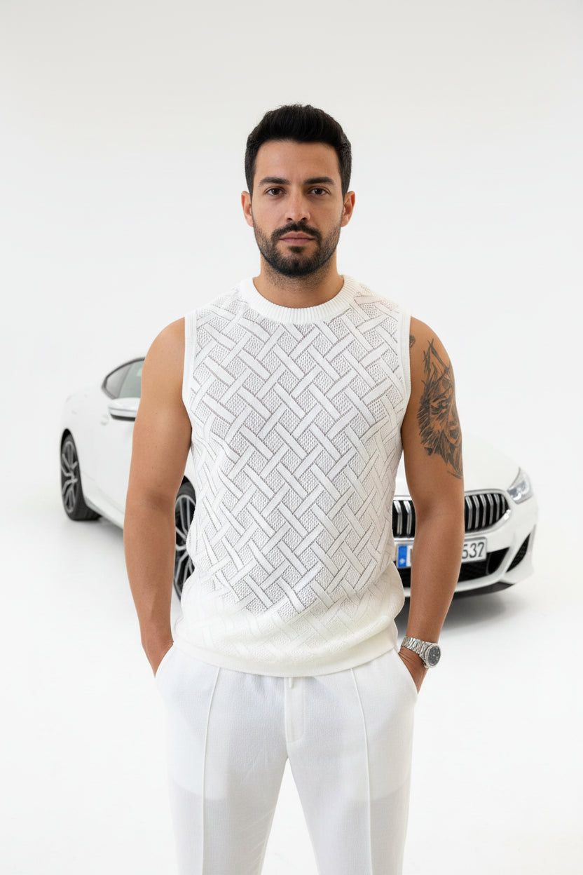 men's mesh tank top, mesh knit tank top, breathable tank top men, summer tank top men, lightweight tank top, men's gym tank top, hollow out tank top, men's sleeveless shirt, men's summer clothing, men's beach outfit, men's vacation wear, breathable knit vest, men's casual tank top, men's resort wear, athletic fit tank top