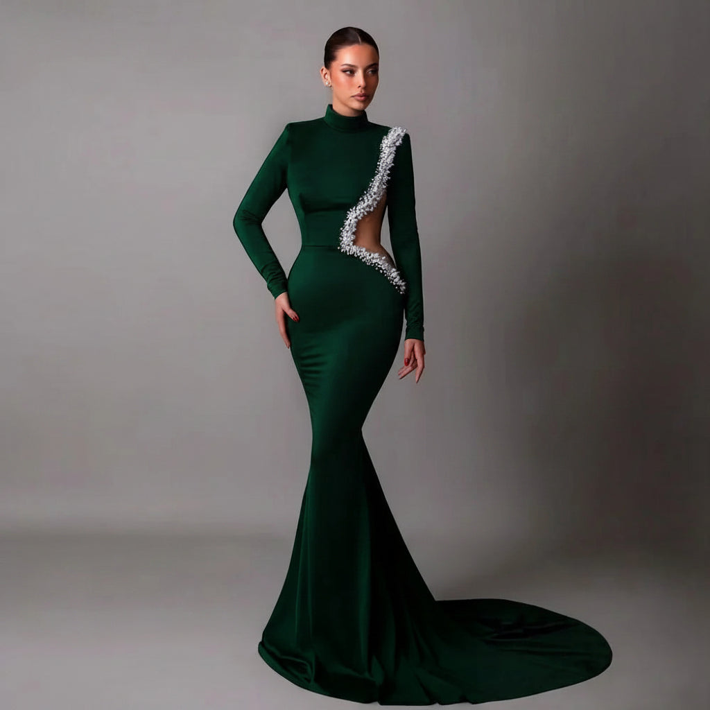 Beaded Mermaid Evening Gown