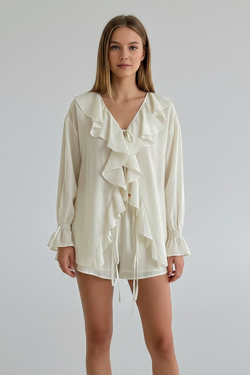 women ruffle shorts set, v neck matching set women, summer two piece outfit women, casual shorts set women, lace up top set, cute lounge set women, beach outfit women set, summer matching set, casual 2 piece set women, trendy shorts outfit women, vacation outfit women set, lightweight summer set women