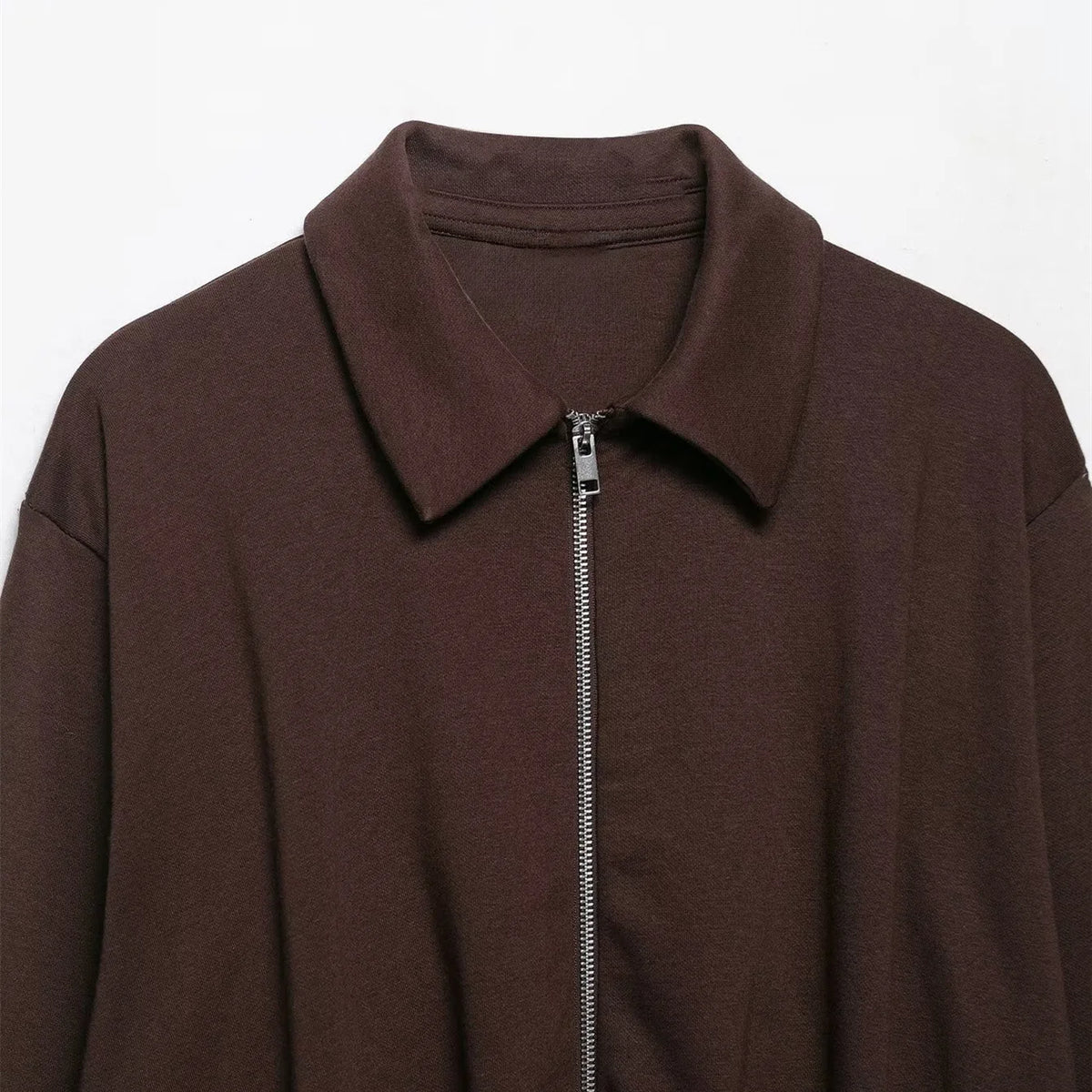 Brown cropped jacket design detail