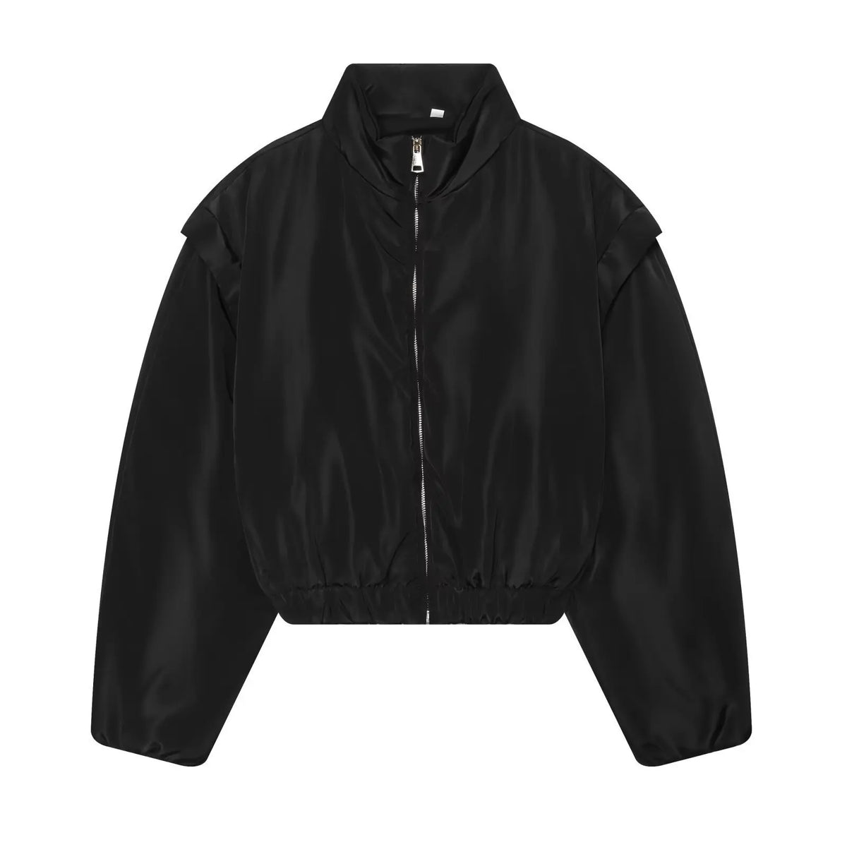 Women's relaxed cropped bomber jacket with stand collar