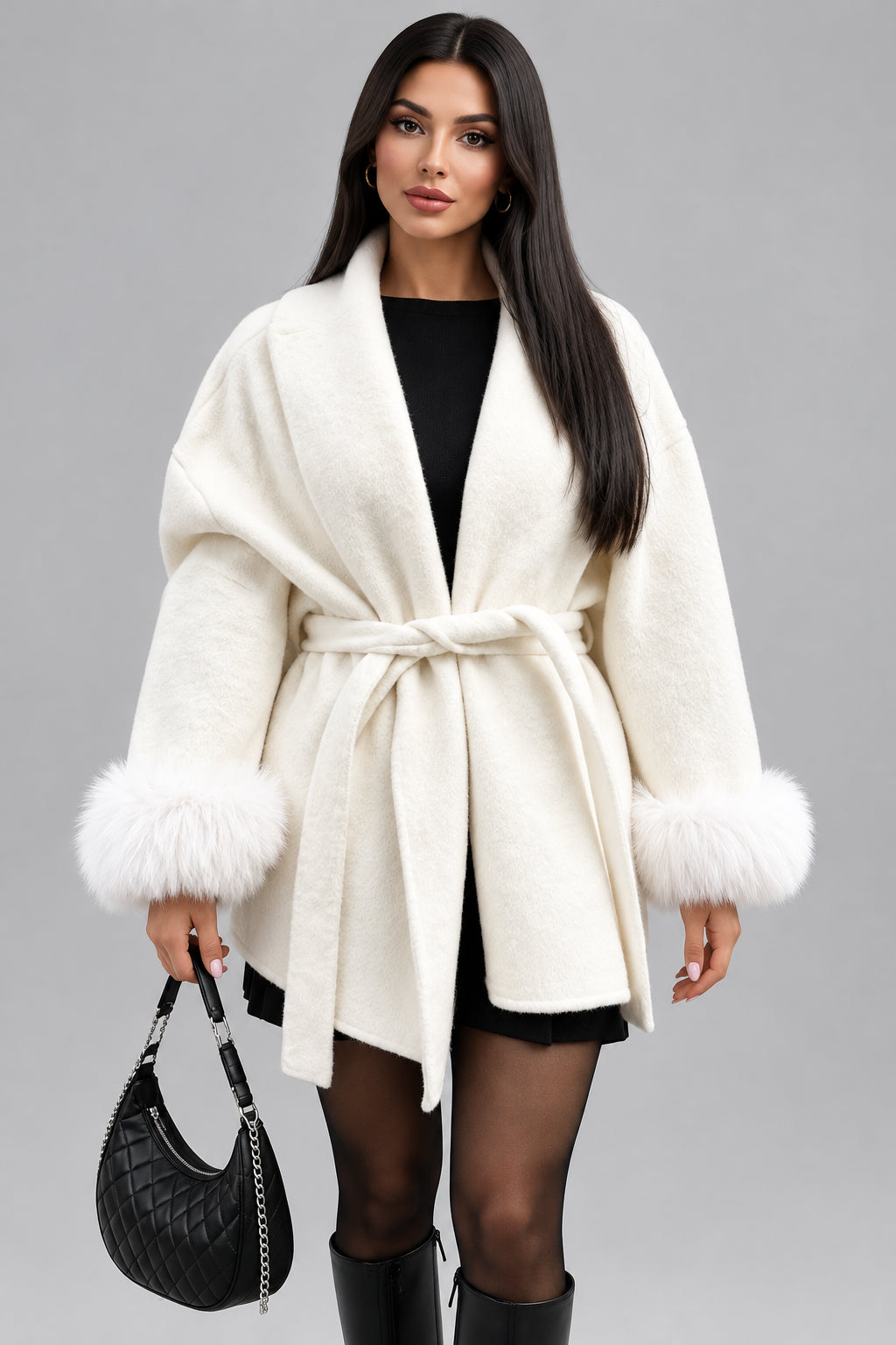 The Alessia fur-collar wool coat