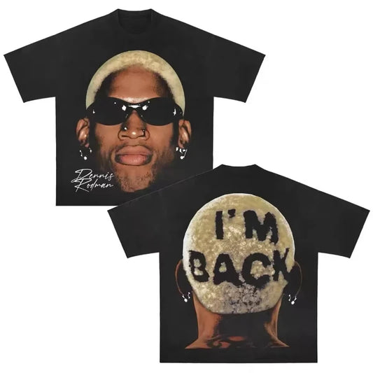 Dennis Rodman graphic tee, Rodman shirt, NBA vintage t shirt, luxury streetwear tee, oversized graphic tee, vintage basketball shirt, 90s NBA streetwear, Rodman Chicago Bulls shirt, streetwear graphic tee men, hypebeast clothing, retro NBA apparel, urban streetwear brand, premium cotton oversized tee