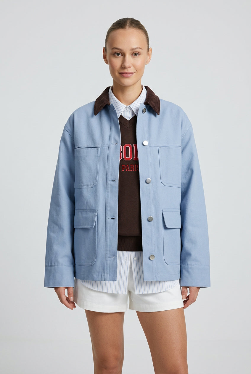 Multi-pocket blue utility jacket product photo 1