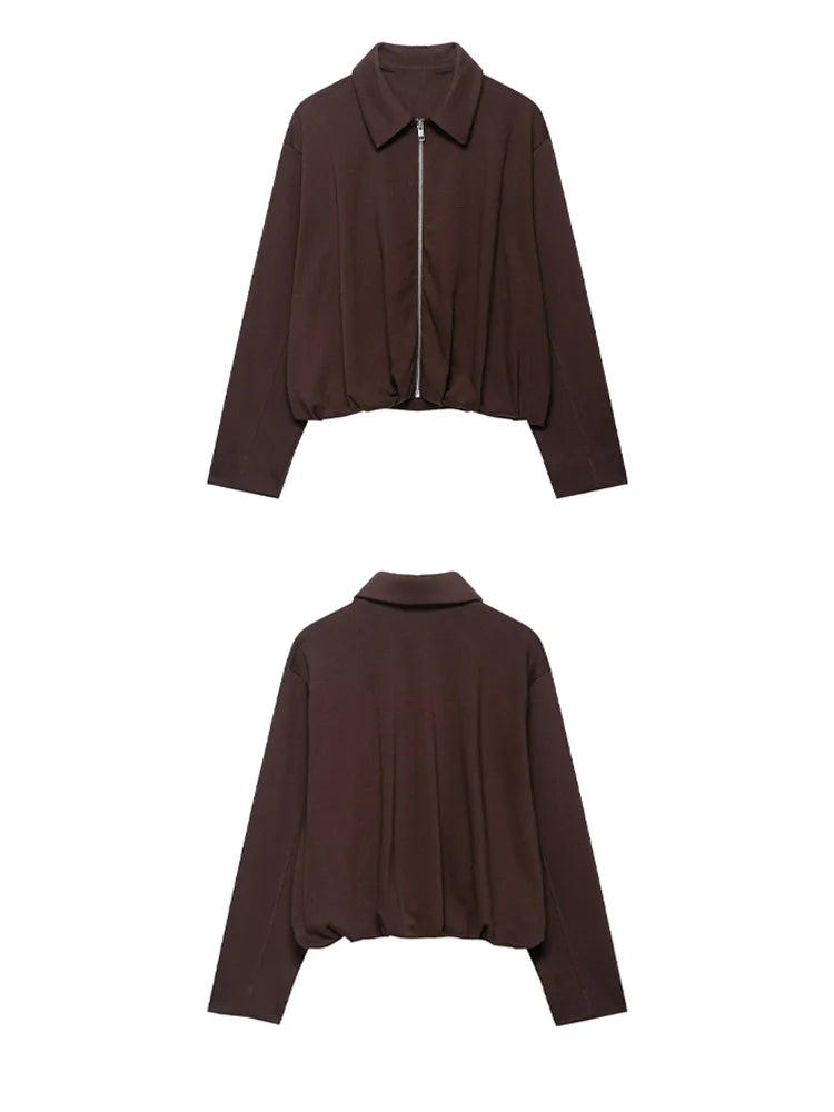 Vintage brown jacket pleated detail