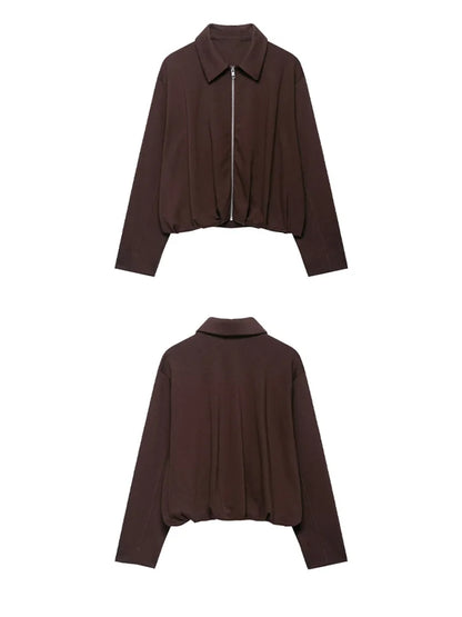 Vintage brown jacket pleated detail