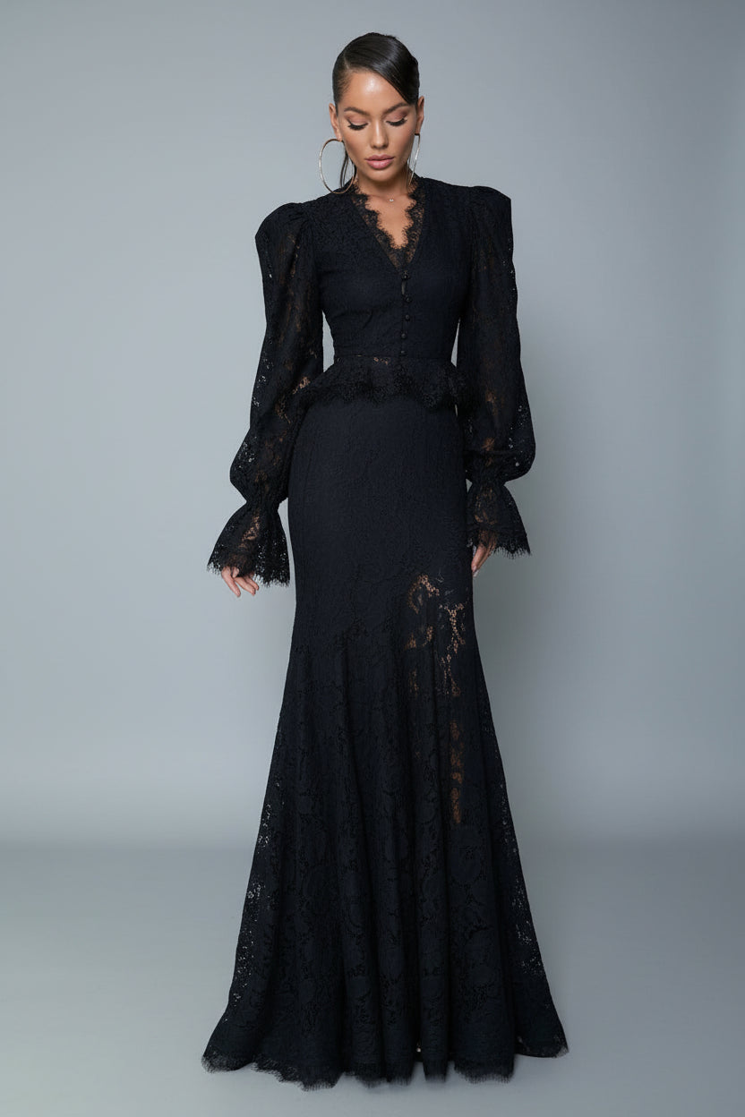lace two piece set women, lace top skirt set, women's lace matching set, lace skirt set, fishtail skirt set, mermaid skirt two piece set, lace maxi skirt set, V neck lace top, flare sleeve top women, lace outfit women, elegant two piece outfit, women's evening set, women's party outfit, date night outfit women, elegant evening outfit, feminine two piece set, fitted lace top, fishtail maxi skirt, mermaid maxi skirt, special occasion outfit, women's formal two piece set, dinner outfit women, girls night out o