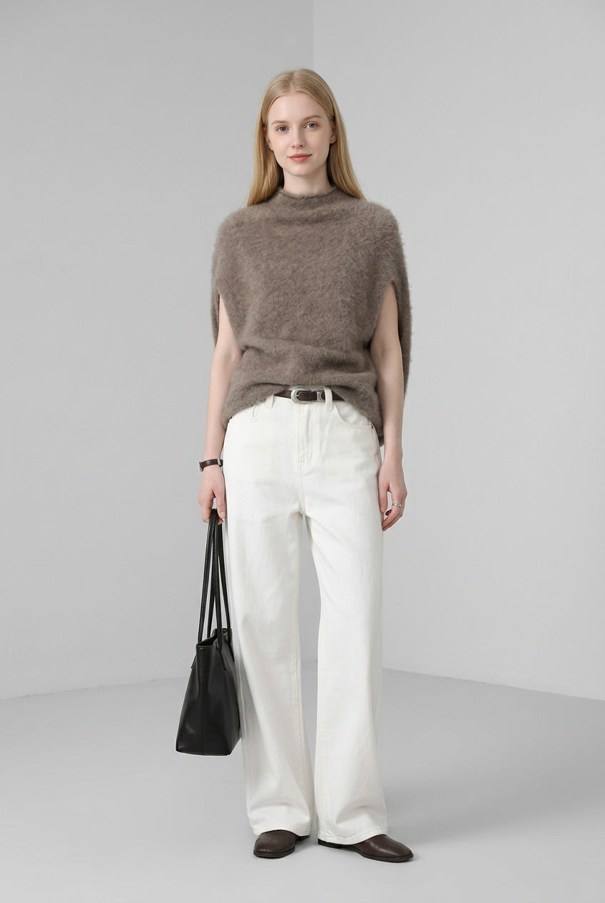 Grey Brown color option of the Luxe Turtleneck Knit Vest