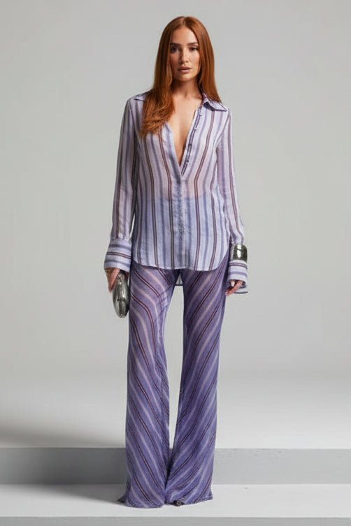 Alessia Striped Sheer Two-Piece Set - GoSobiShop Boutique