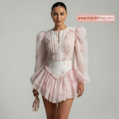 Amelie Floral Lace-Up Mini Dress - GoSobiShop Boutique