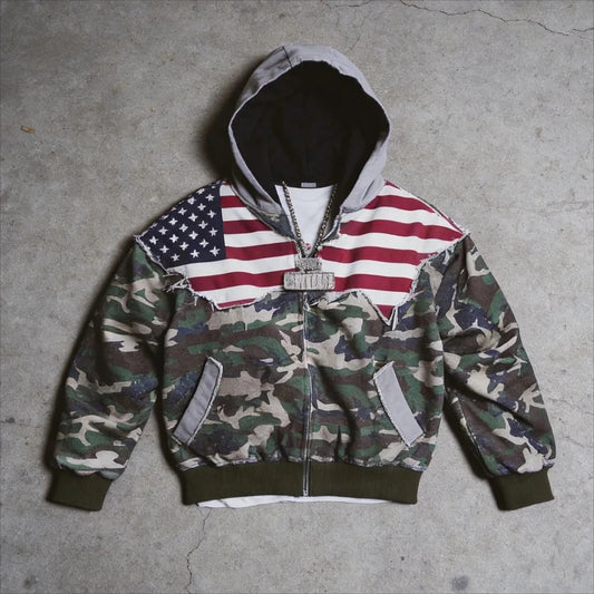 American Vintage Camo hoodie Y2K Street fashion. - GoSobiShop Boutique