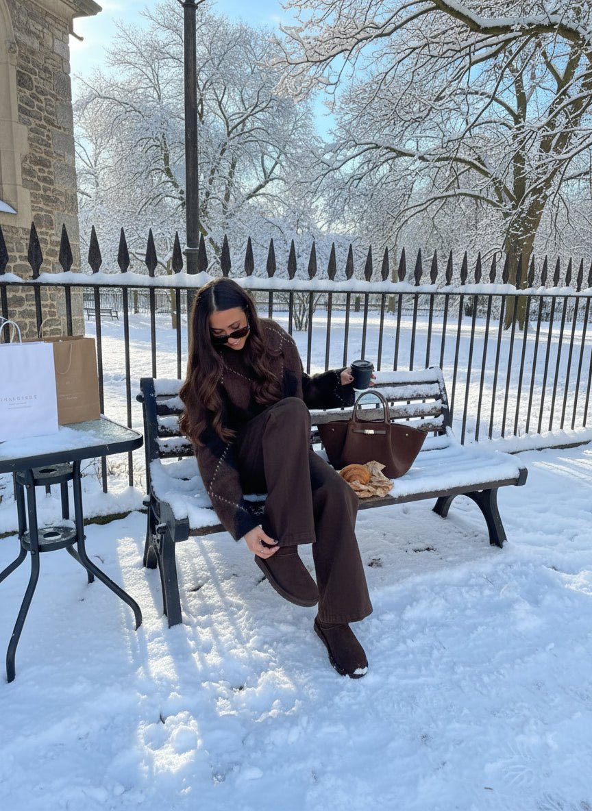 Argyle wool blend knitted sweater and skirt winter set. - GoSobiShop Boutique