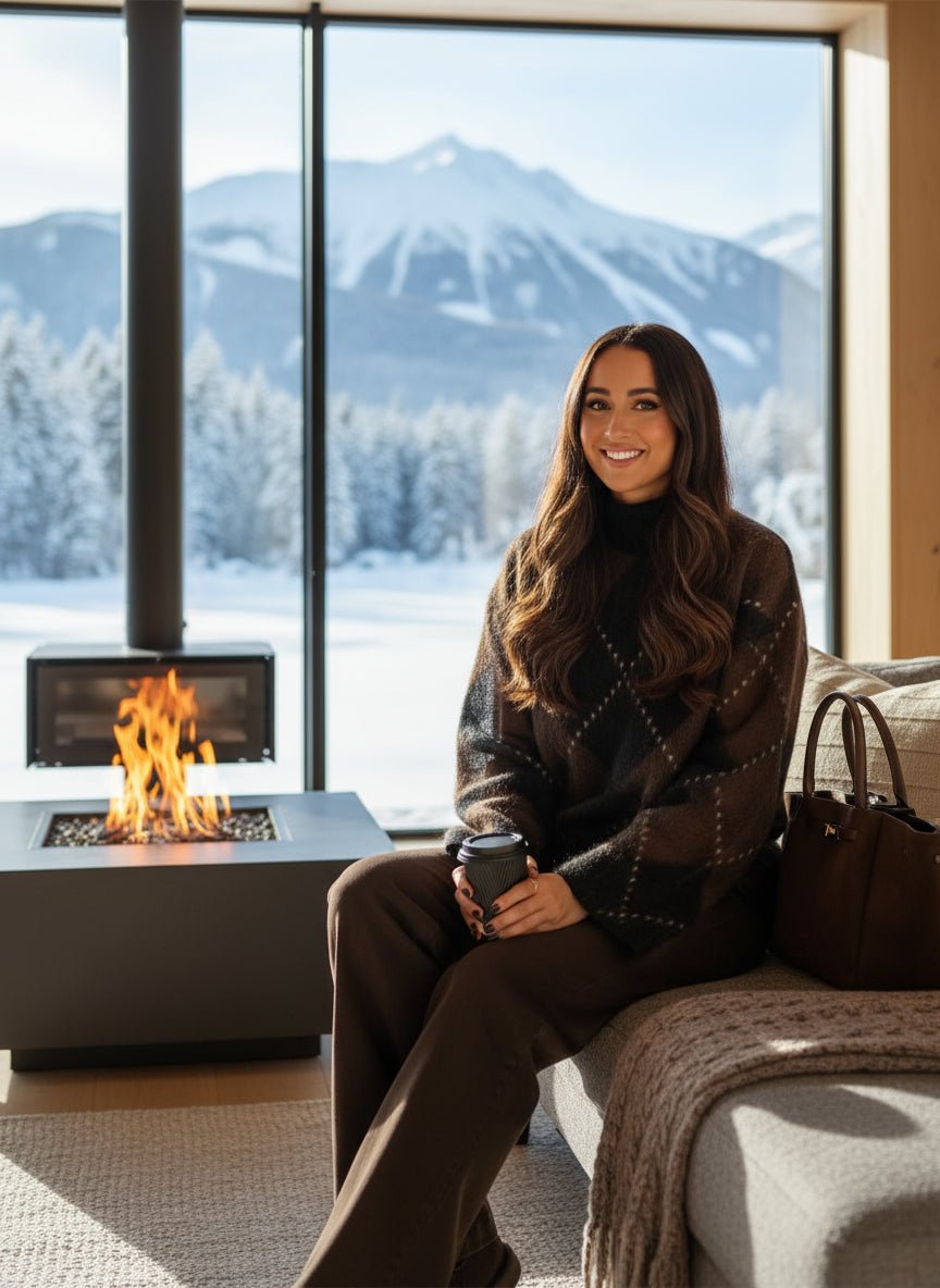 Argyle wool blend knitted sweater and skirt winter set. - GoSobiShop Boutique