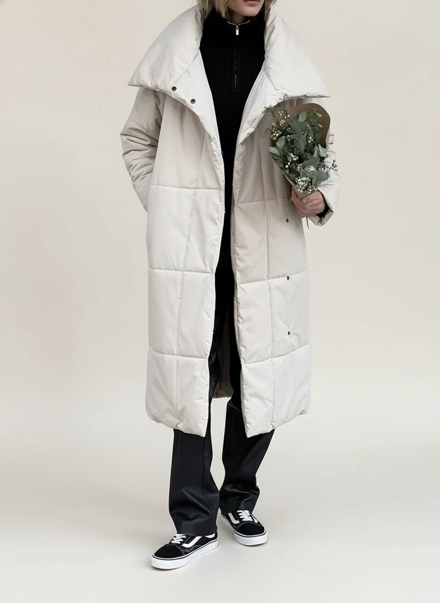 Ashton Split collar belted long puffer coat. - GoSobiShop Boutique