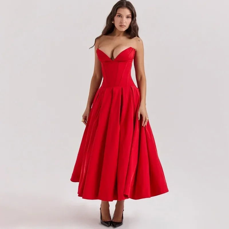 Backless Corset V - neck High Waist maxi dress - GoSobiShop Boutique