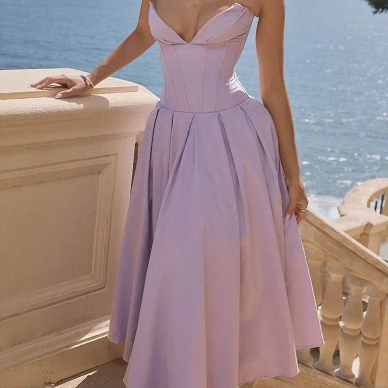 Backless Corset V - neck High Waist maxi dress - GoSobiShop Boutique