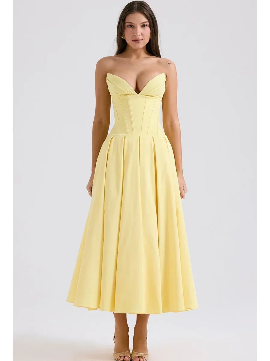 Backless Corset V - neck High Waist maxi dress - GoSobiShop Boutique