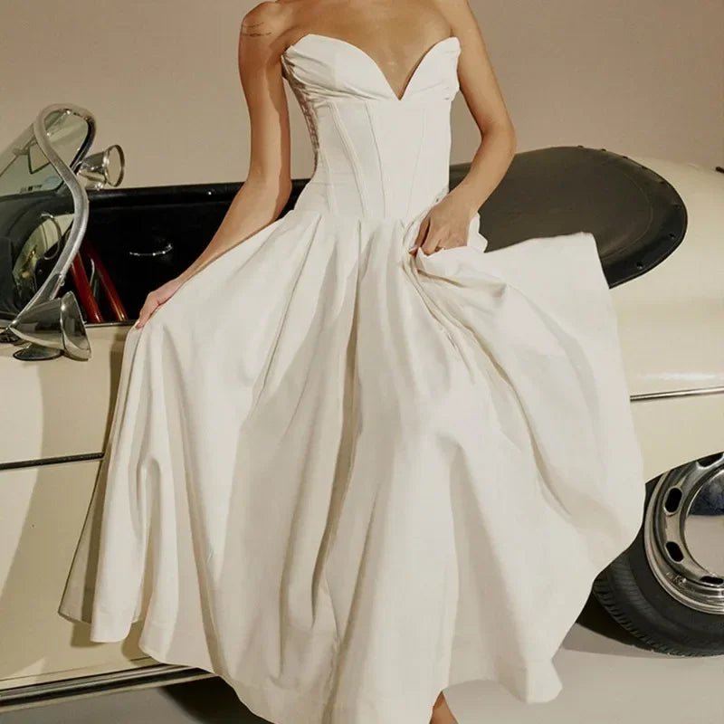 Backless Corset V - neck High Waist maxi dress - GoSobiShop Boutique