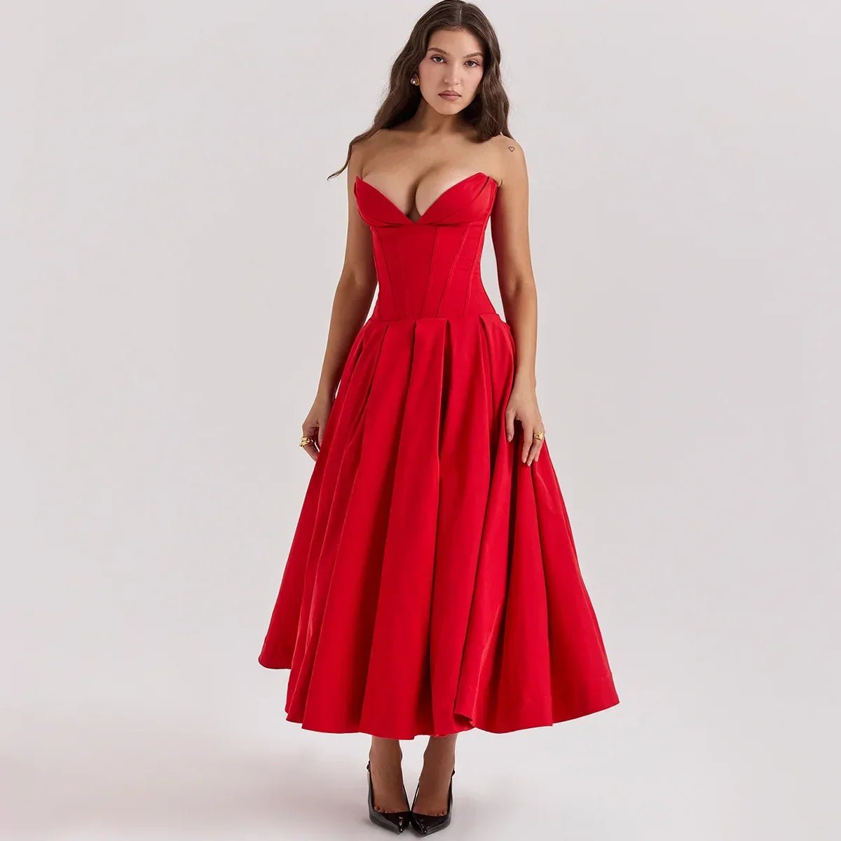 Backless Corset V - neck High Waist maxi dress - GoSobiShop Boutique