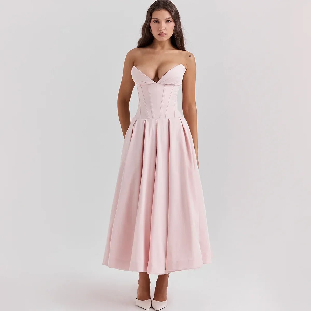 Backless Corset V - neck High Waist maxi dress - GoSobiShop Boutique