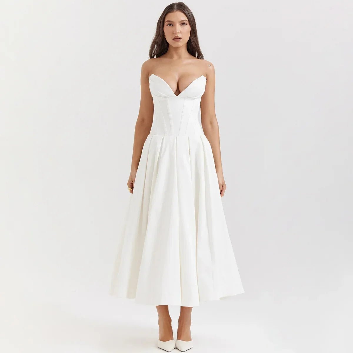 Backless Corset V - neck High Waist maxi dress - GoSobiShop Boutique