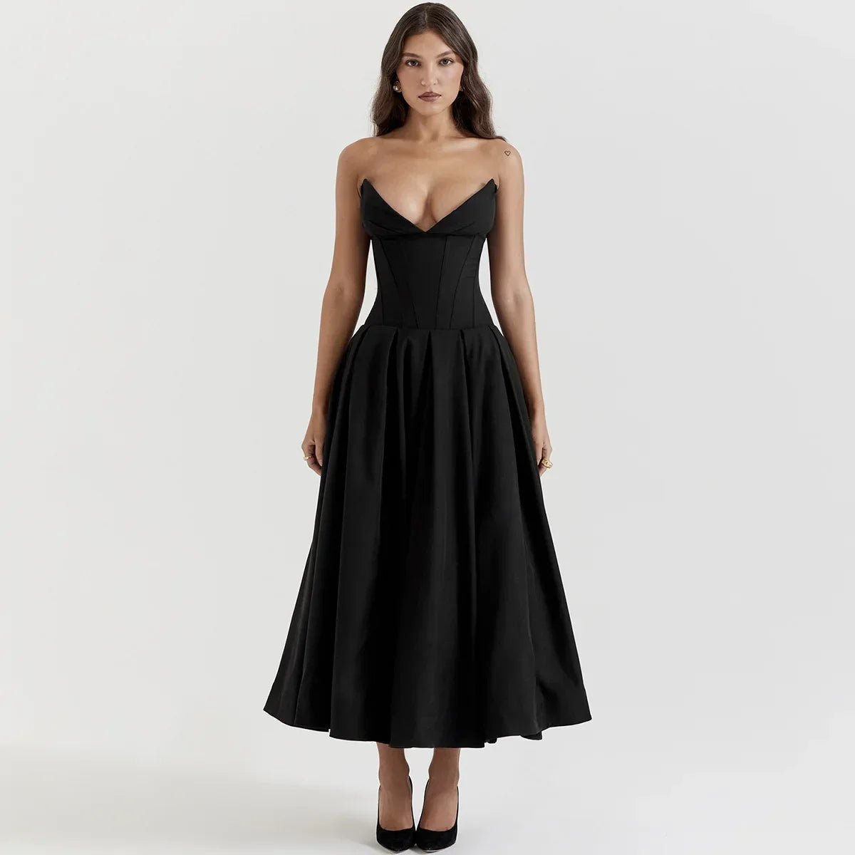 Backless Corset V - neck High Waist maxi dress - GoSobiShop Boutique