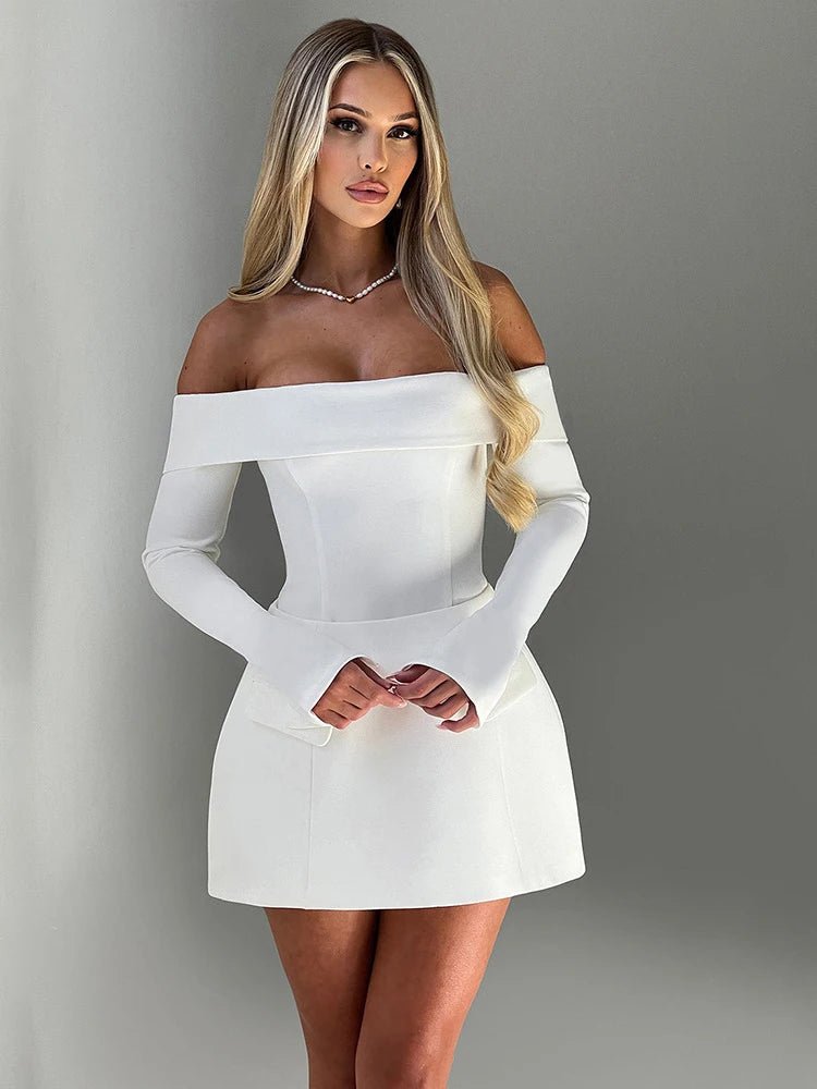 Backless long sleeve 2 pockets A-line mini dress - GoSobiShop Boutique