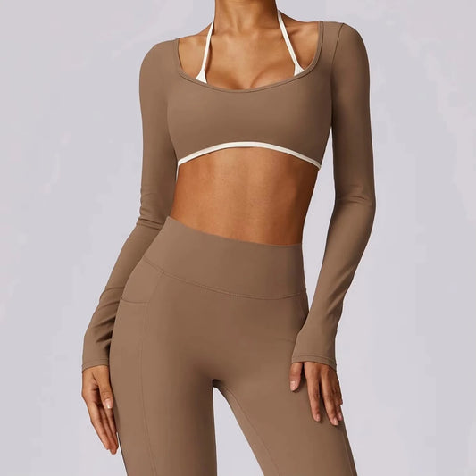 Backless Yoga Shirts bra top Long Sleeve Gym Clothes - GoSobiShop Boutique