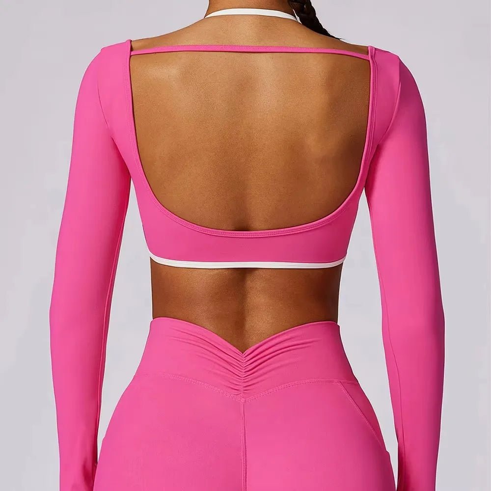 Backless Yoga Shirts bra top Long Sleeve Gym Clothes - GoSobiShop Boutique