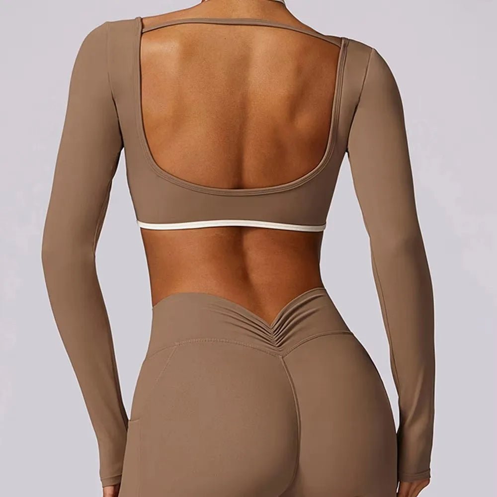 Backless Yoga Shirts bra top Long Sleeve Gym Clothes - GoSobiShop Boutique