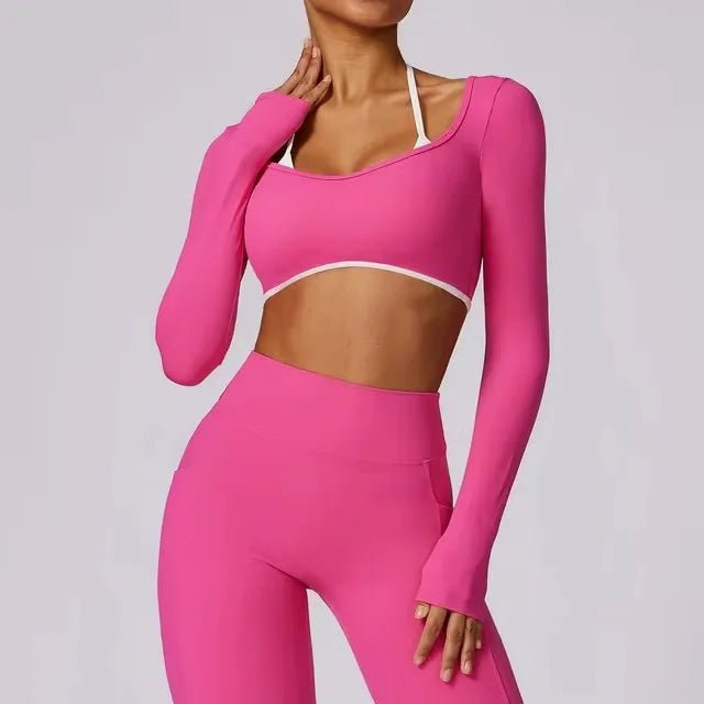 Backless Yoga Shirts bra top Long Sleeve Gym Clothes - GoSobiShop Boutique