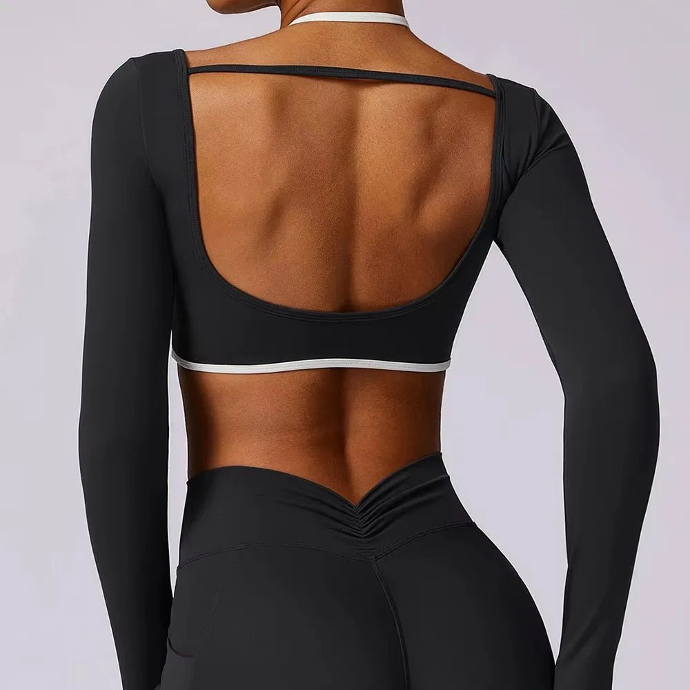 Backless Yoga Shirts bra top Long Sleeve Gym Clothes - GoSobiShop Boutique