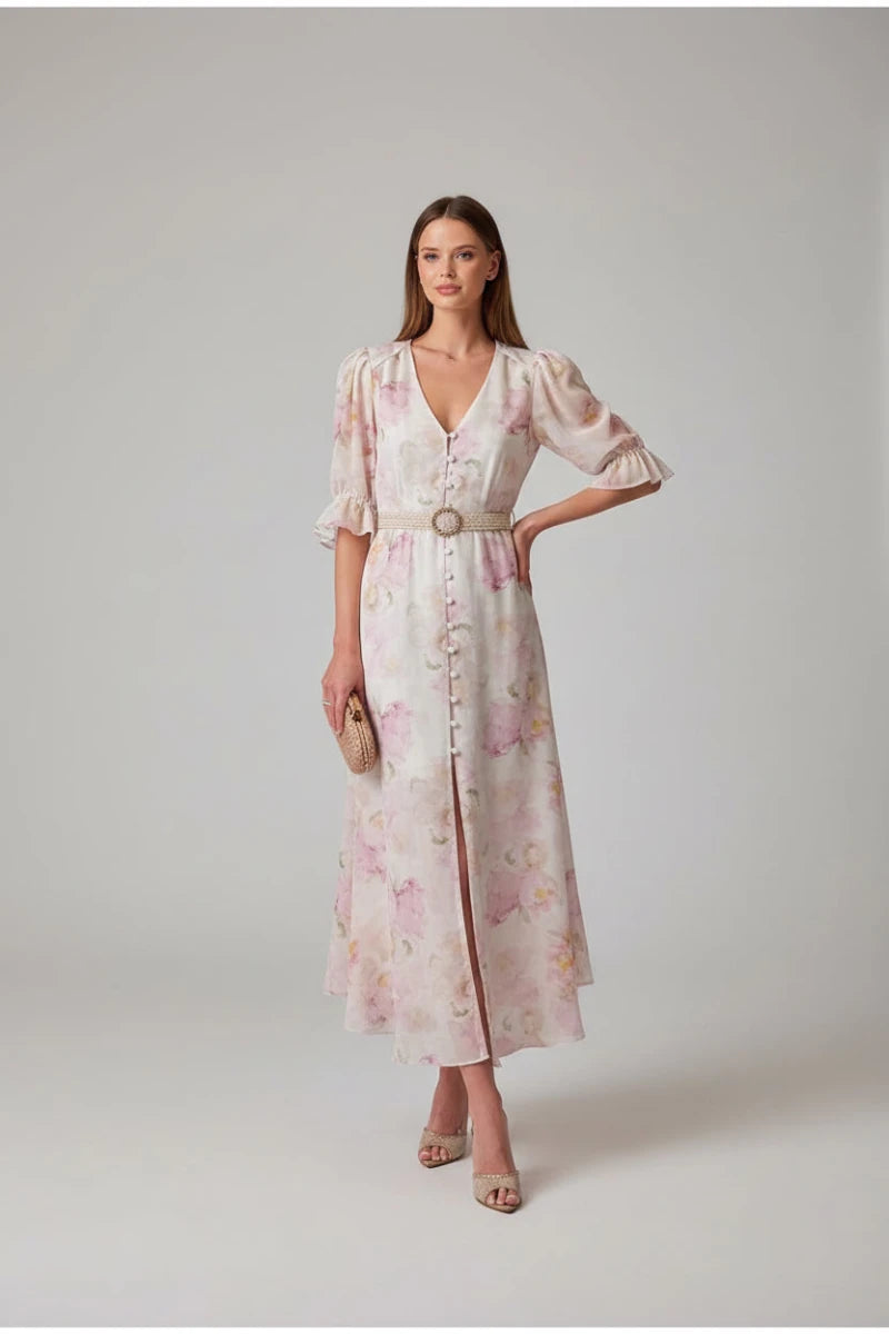 Bella Fleur Ruffle Midi Dress - GoSobiShop Boutique