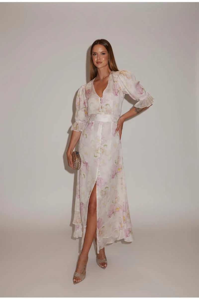 Bella Fleur Ruffle Midi Dress - GoSobiShop Boutique